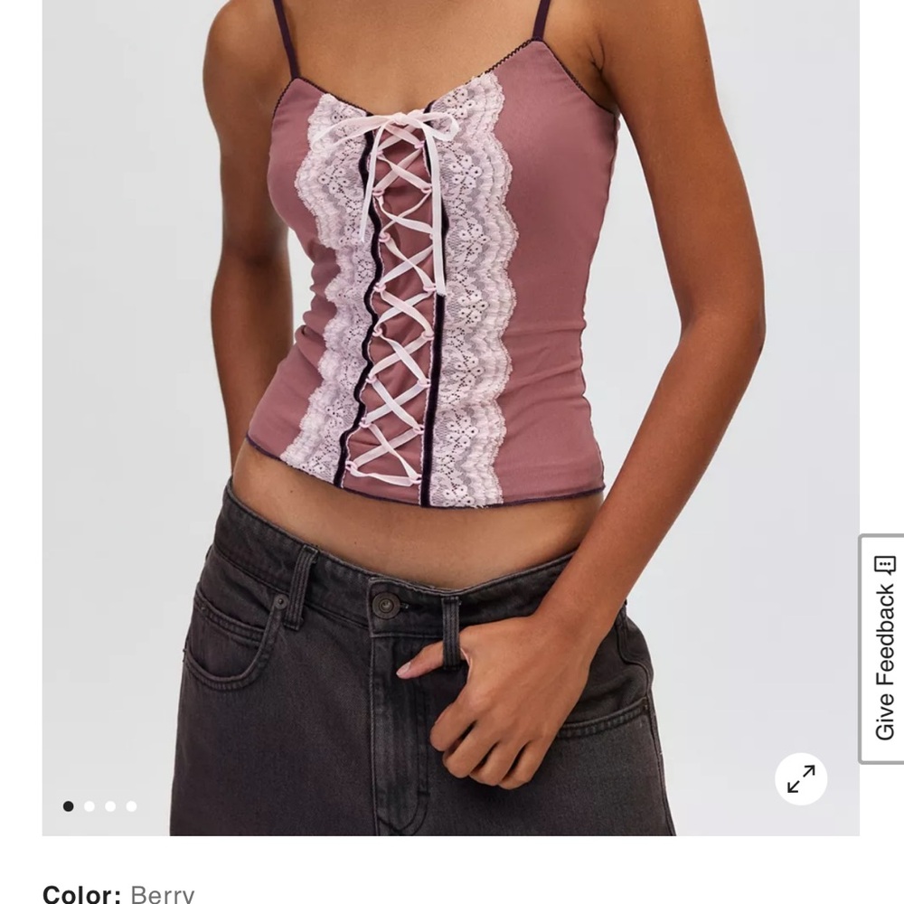Urban Outfitters Pink Lace-Up Camisole Top